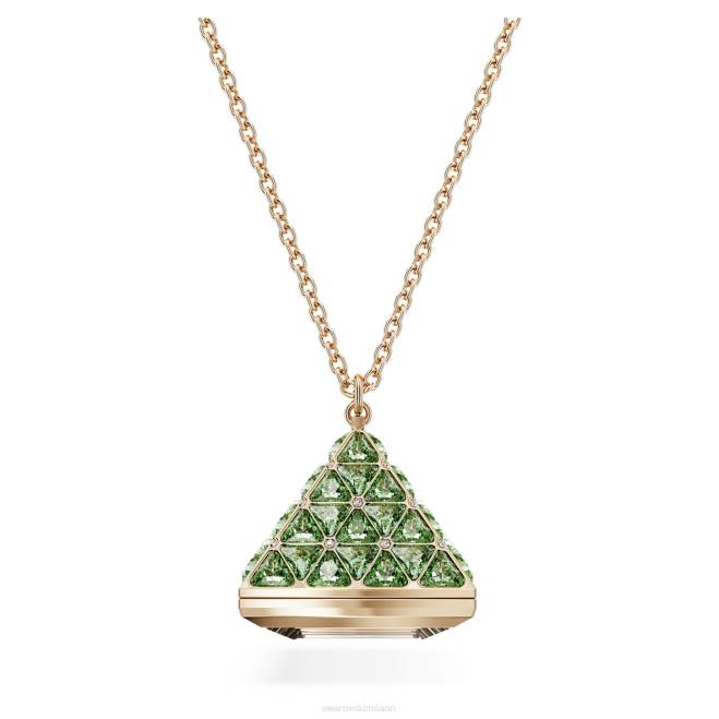 Swarovski DV4B224 gioielleria taglio a triangolo, verde, finitura color oro champagne orologio pendente