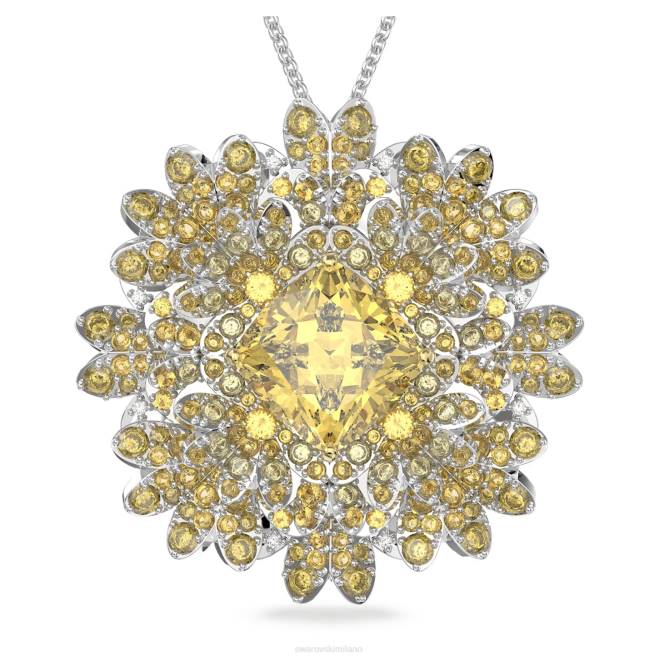 Swarovski DV4B229 gioielleria fiore, giallo, finitura metallo misto ciondolo fiore eterno e spilla