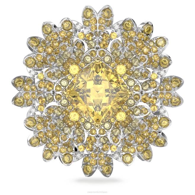 Swarovski DV4B229 gioielleria fiore, giallo, finitura metallo misto ciondolo fiore eterno e spilla