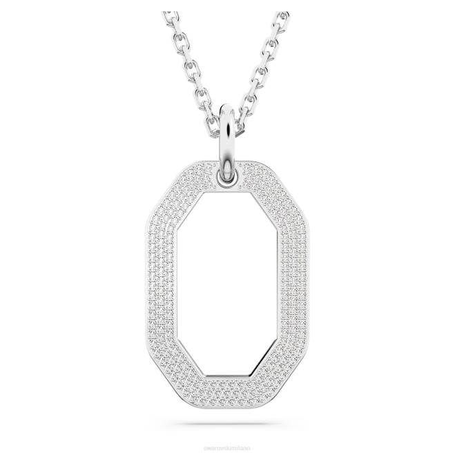 Swarovski DV4B232 gioielleria forma ottagonale, bianco, placcato rodio ciondolo destrezza