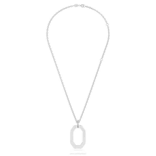 Swarovski DV4B232 gioielleria forma ottagonale, bianco, placcato rodio ciondolo destrezza