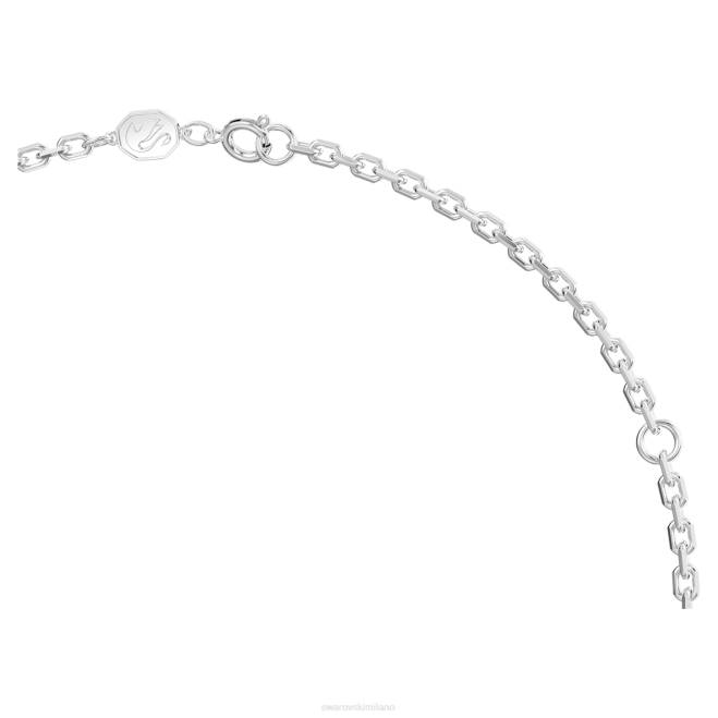 Swarovski DV4B232 gioielleria forma ottagonale, bianco, placcato rodio ciondolo destrezza