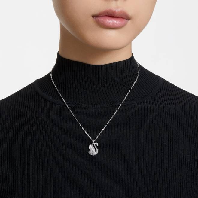 Swarovski DV4B233 gioielleria cigno, bianco, placcato rodio pendente iconico del cigno