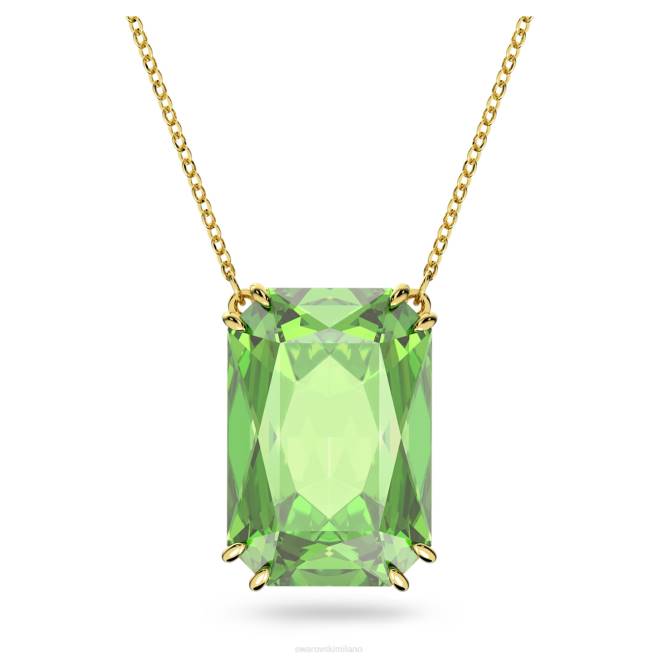 Swarovski DV4B238 gioielleria taglio ottagonale, verde, placcato color oro ciondolo millenario