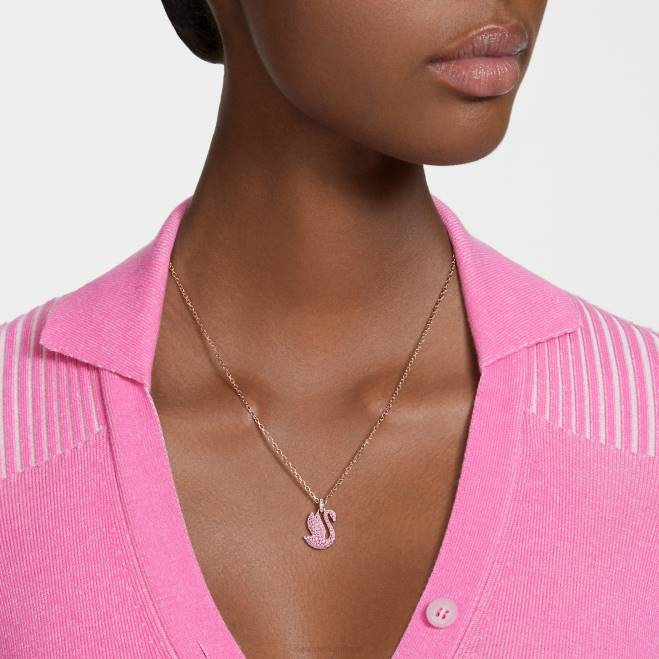 Swarovski DV4B240 gioielleria cigno, rosa, placcato tonalità oro rosa pendente iconico del cigno