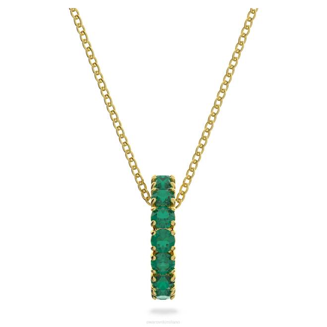 Swarovski DV4B256 gioielleria taglio rotondo, verde, placcato color oro pendente exalta