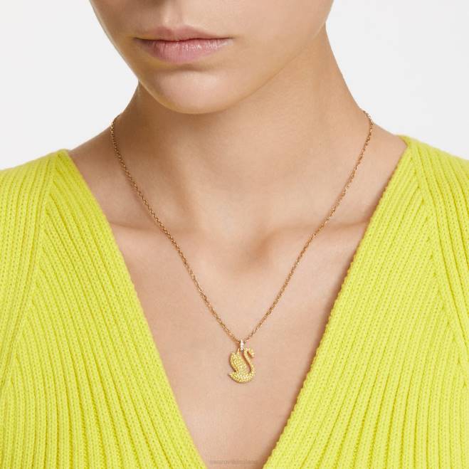 Swarovski DV4B257 gioielleria cigno, giallo, placcato color oro pendente iconico del cigno