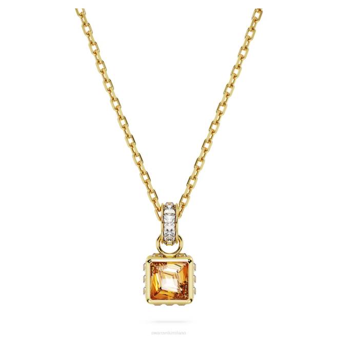 Swarovski DV4B260 gioielleria taglio quadrato, giallo, placcato color oro ciondolo stilla