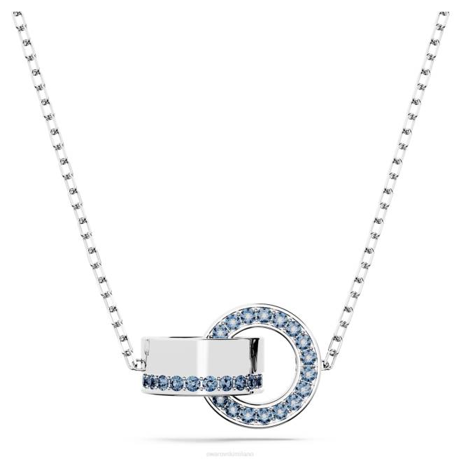 Swarovski DV4B278 gioielleria anello ad incastro, blu, placcato rodio pendente cavo