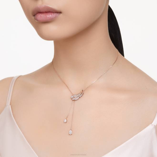 Swarovski DV4B279 gioielleria piuma, bianco, placcato tonalità oro rosa bel ciondolo