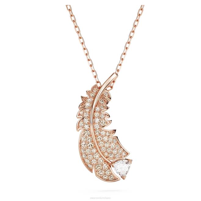 Swarovski DV4B280 gioielleria piuma, bianco, placcato tonalità oro rosa bel ciondolo