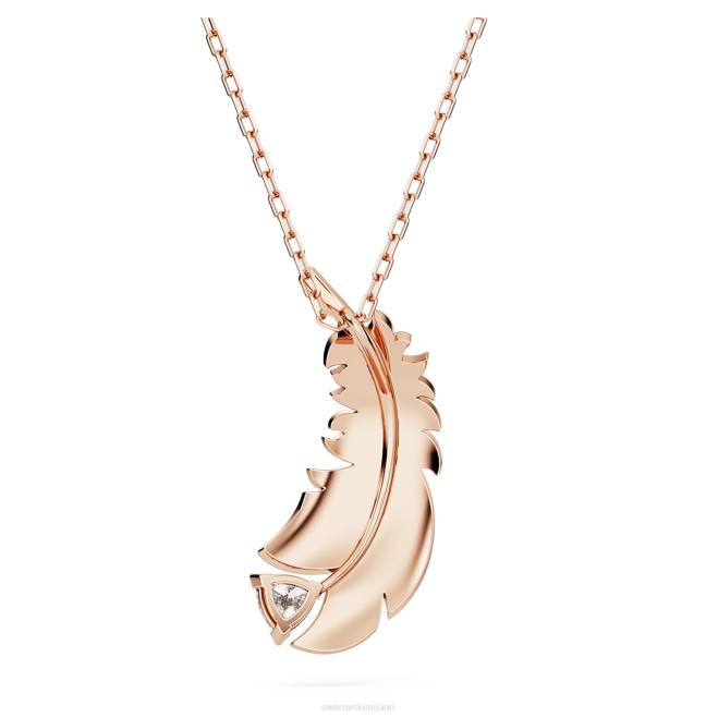 Swarovski DV4B280 gioielleria piuma, bianco, placcato tonalità oro rosa bel ciondolo