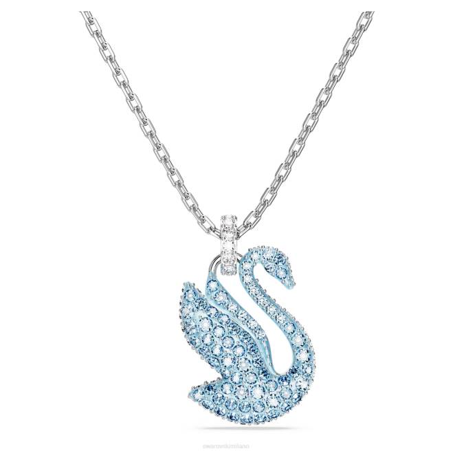 Swarovski DV4B282 gioielleria cigno, blu, placcato rodio pendente iconico del cigno