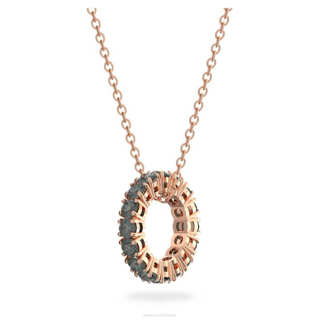 Swarovski DV4B285 gioielleria taglio rotondo, nero, placcato tonalità oro rosa pendente exalta