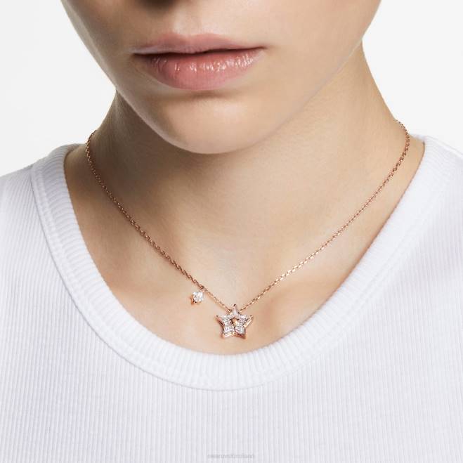 Swarovski DV4B287 gioielleria taglio aquilone, stella, bianco, placcato tonalità oro rosa pendente stella