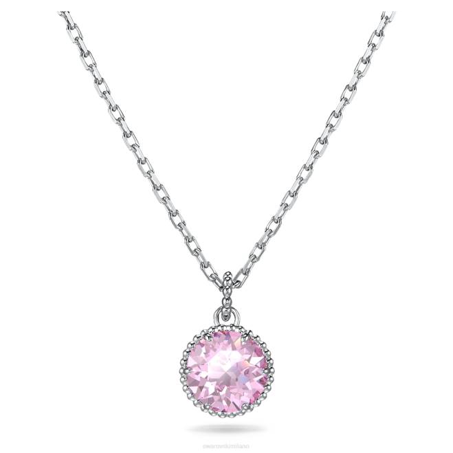 Swarovski DV4B288 gioielleria giugno, rosa, placcato rodio ciondolo portafortuna a taglio rotondo