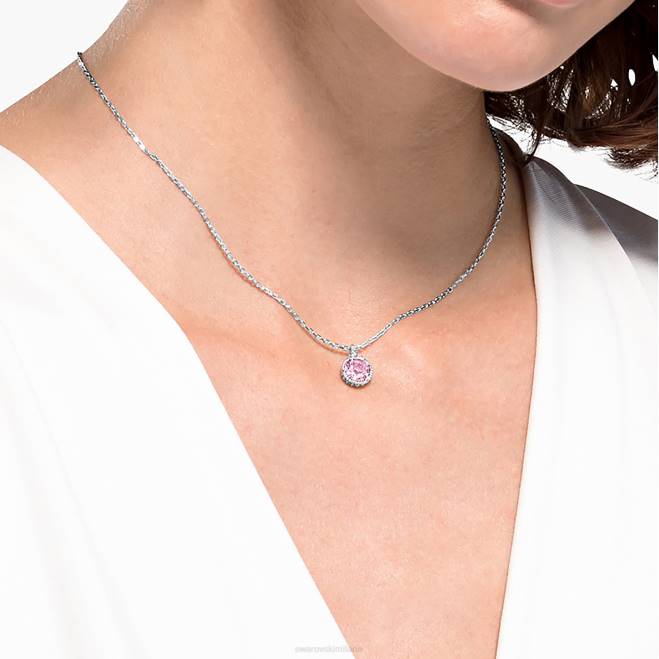 Swarovski DV4B288 gioielleria giugno, rosa, placcato rodio ciondolo portafortuna a taglio rotondo