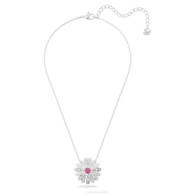 Swarovski DV4B289 gioielleria fiore, rosa, placcato rodio ciondolo fiore eterno