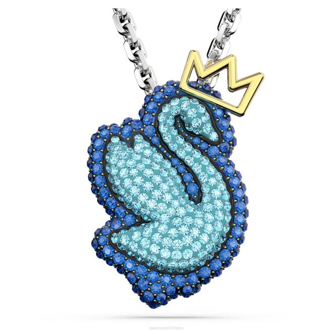 Swarovski DV4B291 gioielleria cigno, blu, placcato rodio ciondolo a forma di cigno pop