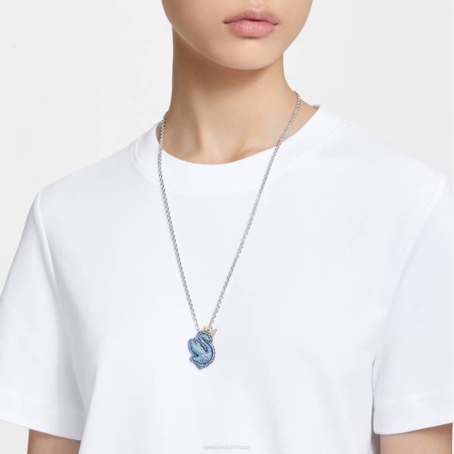 Swarovski DV4B291 gioielleria cigno, blu, placcato rodio ciondolo a forma di cigno pop
