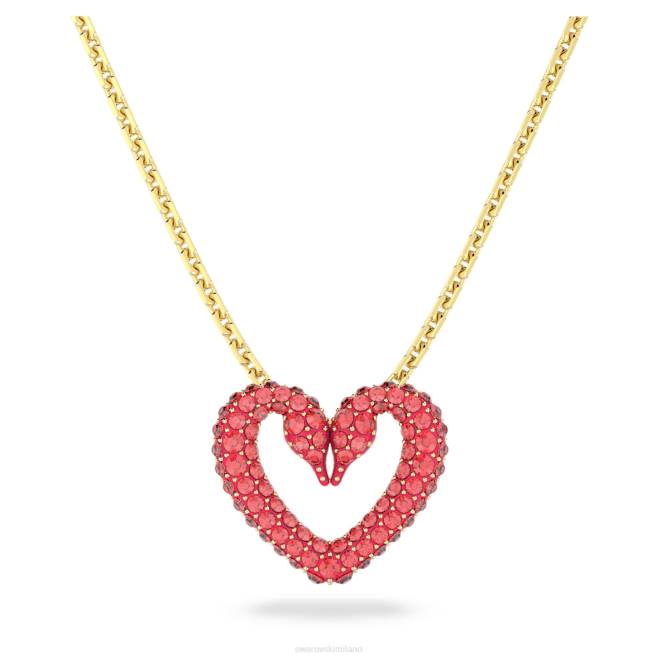 Swarovski DV4B293 gioielleria pavé, cuore, rosso, placcato color oro un ciondolo