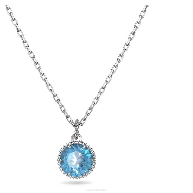 Swarovski DV4B294 gioielleria dicembre, blu, rodiato ciondolo portafortuna a taglio rotondo