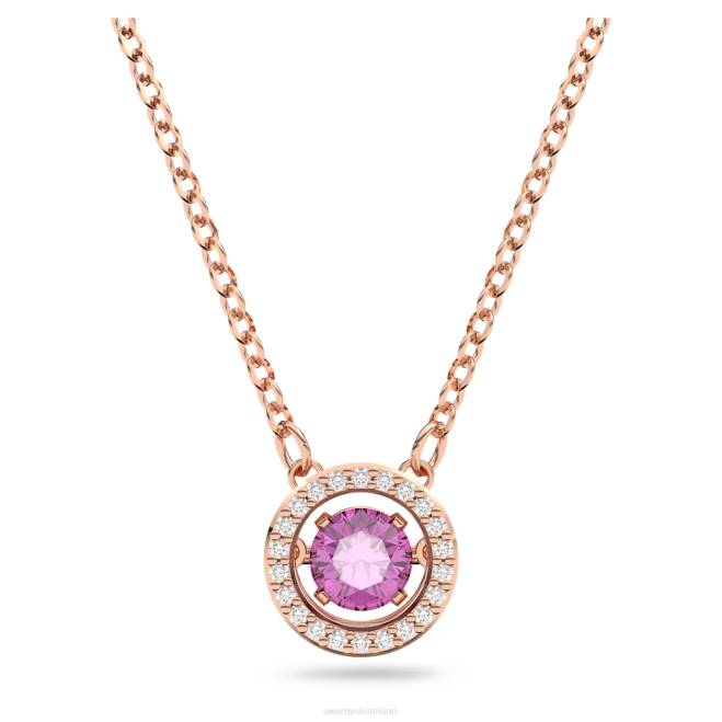 Swarovski DV4B295 gioielleria taglio rotondo, viola, placcato tonalità oro rosa ciondolo danza scintillante