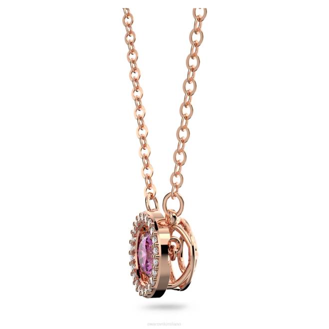 Swarovski DV4B295 gioielleria taglio rotondo, viola, placcato tonalità oro rosa ciondolo danza scintillante