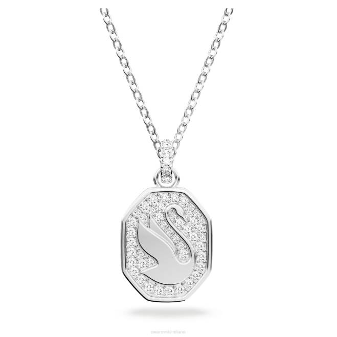Swarovski DV4B296 gioielleria cigno, bianco, placcato rodio pendente del segno
