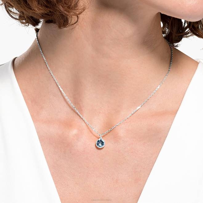 Swarovski DV4B299 gioielleria marzo, blu, rodiato ciondolo portafortuna a taglio rotondo