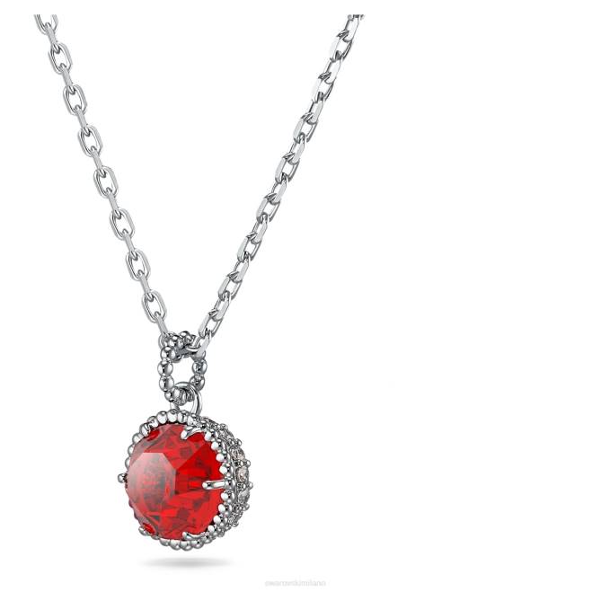 Swarovski DV4B317 gioielleria gennaio, rosso, rodiato ciondolo portafortuna a taglio rotondo
