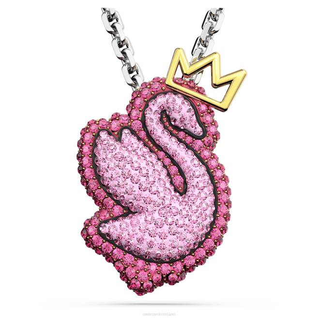 Swarovski DV4B318 gioielleria cigno, rosa, placcato rodio ciondolo a forma di cigno pop