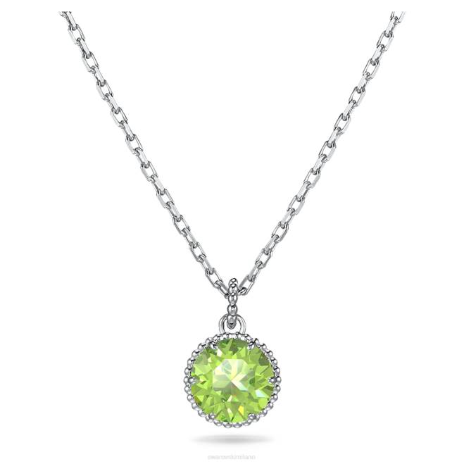 Swarovski DV4B319 gioielleria agosto, verde, placcato rodio ciondolo portafortuna a taglio rotondo