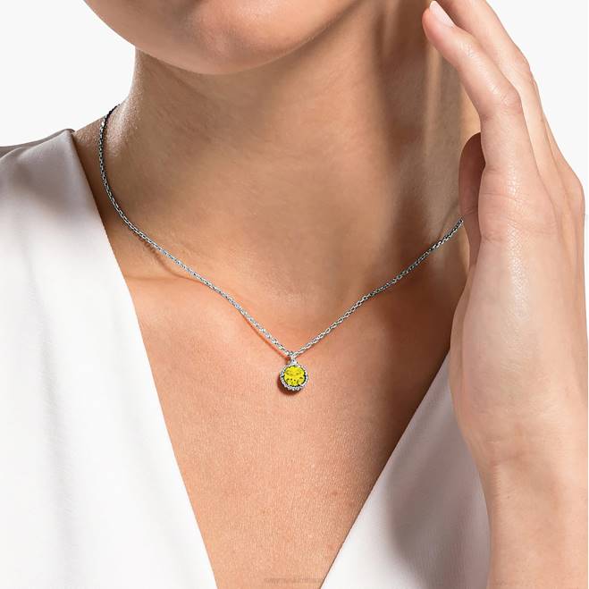 Swarovski DV4B320 gioielleria novembre, giallo, placcato rodio ciondolo portafortuna a taglio rotondo