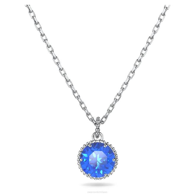 Swarovski DV4B321 gioielleria settembre, blu, rodiato ciondolo portafortuna a taglio rotondo