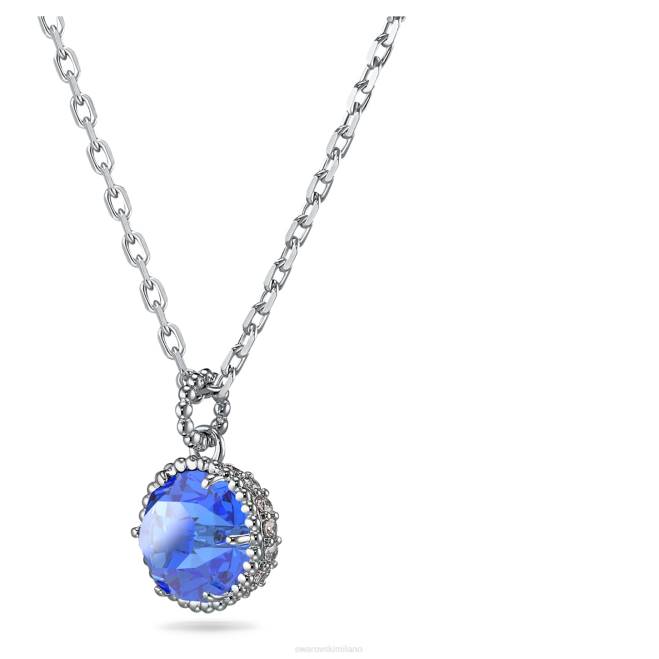 Swarovski DV4B321 gioielleria settembre, blu, rodiato ciondolo portafortuna a taglio rotondo