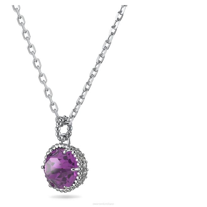 Swarovski DV4B323 gioielleria febbraio, viola, rodiato ciondolo portafortuna a taglio rotondo