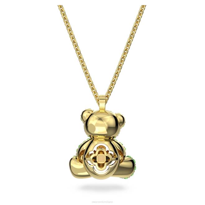 Swarovski DV4B325 gioielleria orso, verde, placcato color oro ciondolo di orsacchiotto