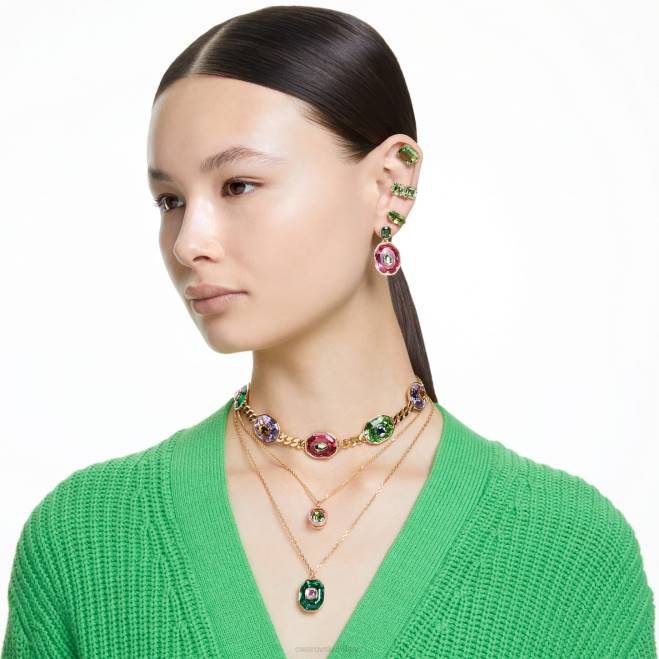 Swarovski DV4B326 gioielleria tagli misti, multicolori, placcati oro ciondolo cromato