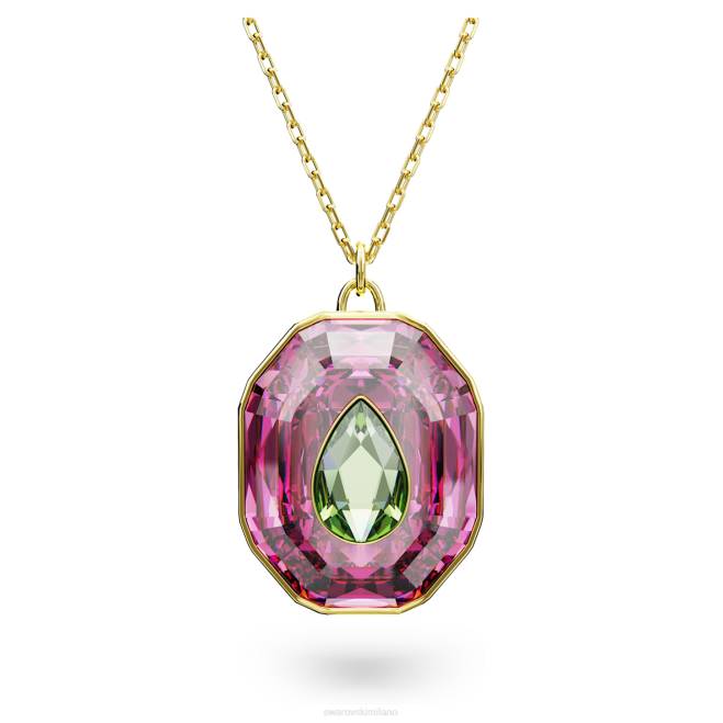 Swarovski DV4B327 gioielleria tagli misti, multicolori, placcati oro ciondolo cromato