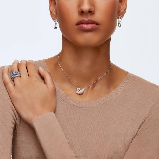 Swarovski DV4B334 gioielleria cigno, beige, placcato rodio pendente iconico del cigno