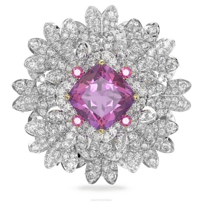 Swarovski DV4B336 gioielleria fiore, rosa, finitura metallo misto ciondolo fiore eterno e spilla
