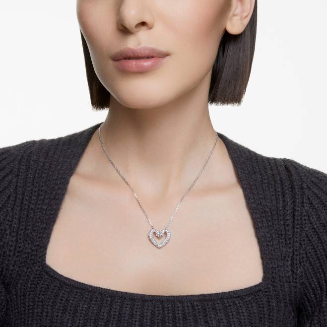 Swarovski DV4B339 gioielleria cuore, bianco, placcato rodio un ciondolo