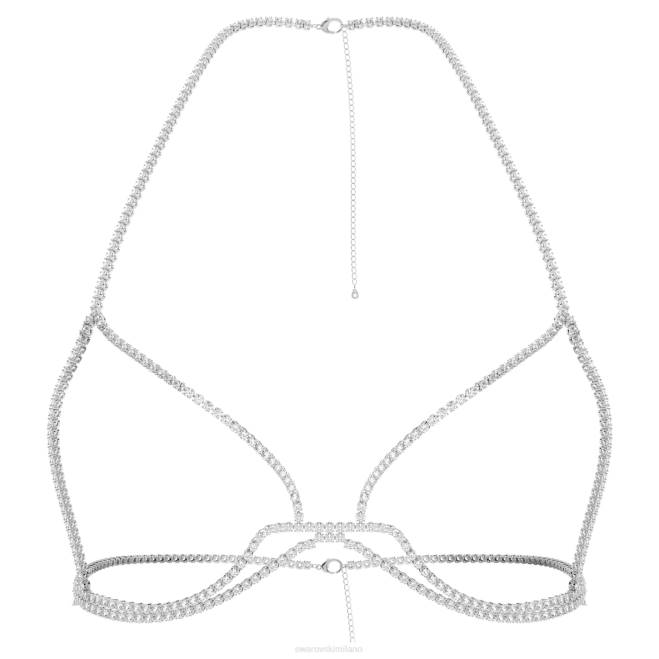 Swarovski DV4B1491 gioielleria taglio rotondo, bianco, placcato rodio catena del corpo millenaria