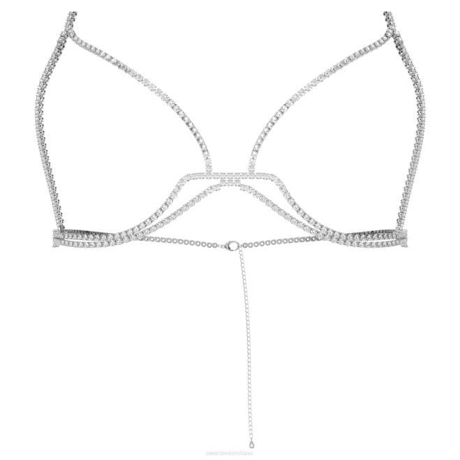 Swarovski DV4B1491 gioielleria taglio rotondo, bianco, placcato rodio catena del corpo millenaria