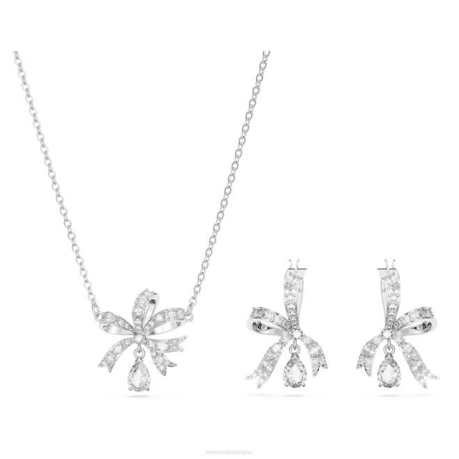Swarovski DV4B383 gioielleria fiocco, bianco, placcato rodio volta impostata