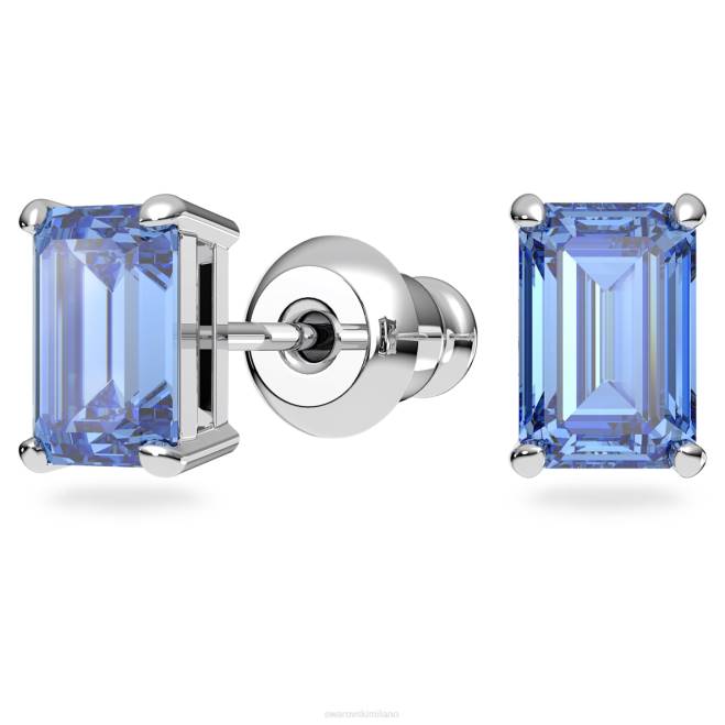 Swarovski DV4B385 gioielleria taglio ottagonale, blu, placcato rodio insieme di millenni
