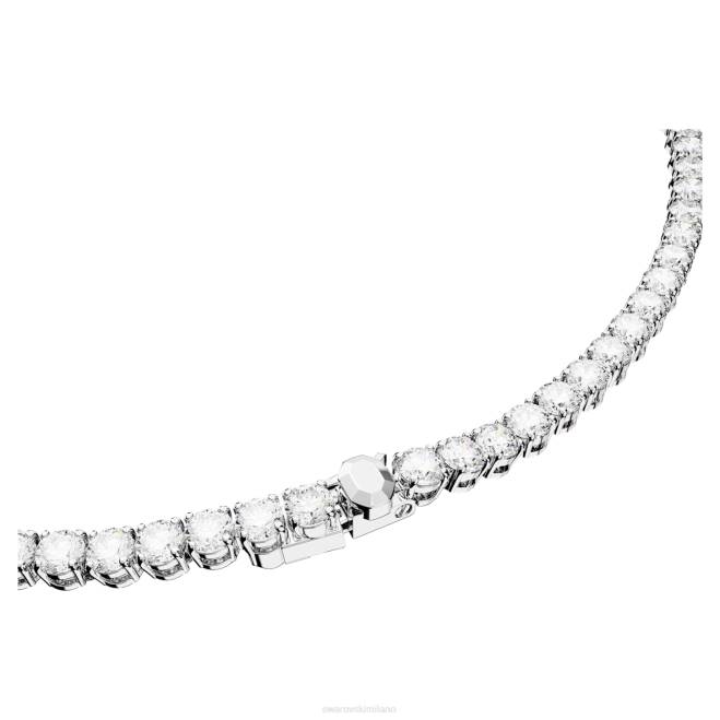 Swarovski DV4B388 gioielleria taglio rotondo, bianco, placcato rodio set da tennis a matrice