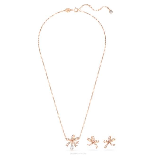 Swarovski DV4B391 gioielleria fiocco, bianco, placcato tonalità oro rosa volta impostata