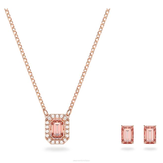 Swarovski DV4B393 gioielleria taglio ottagonale, rosa, placcato tonalità oro rosa insieme di millenni